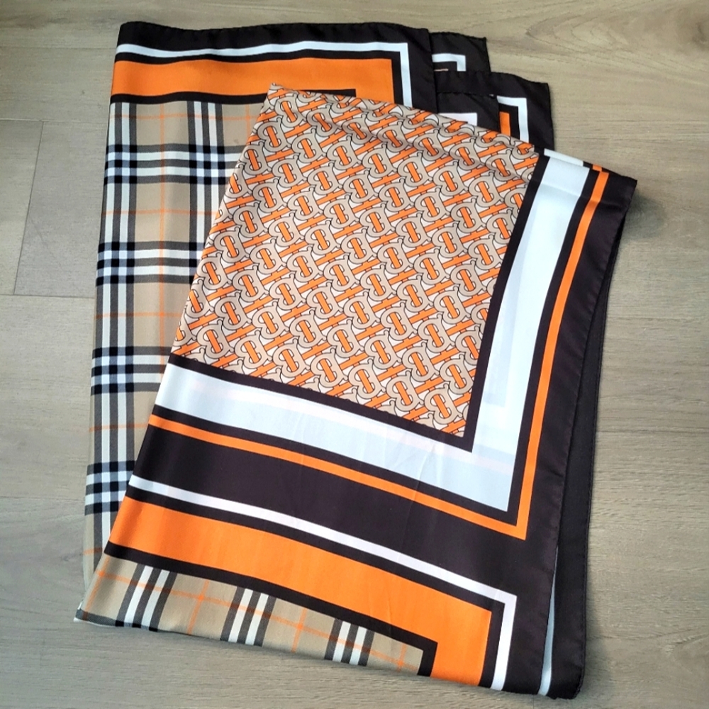 Burberry Orange and Brown Scarf